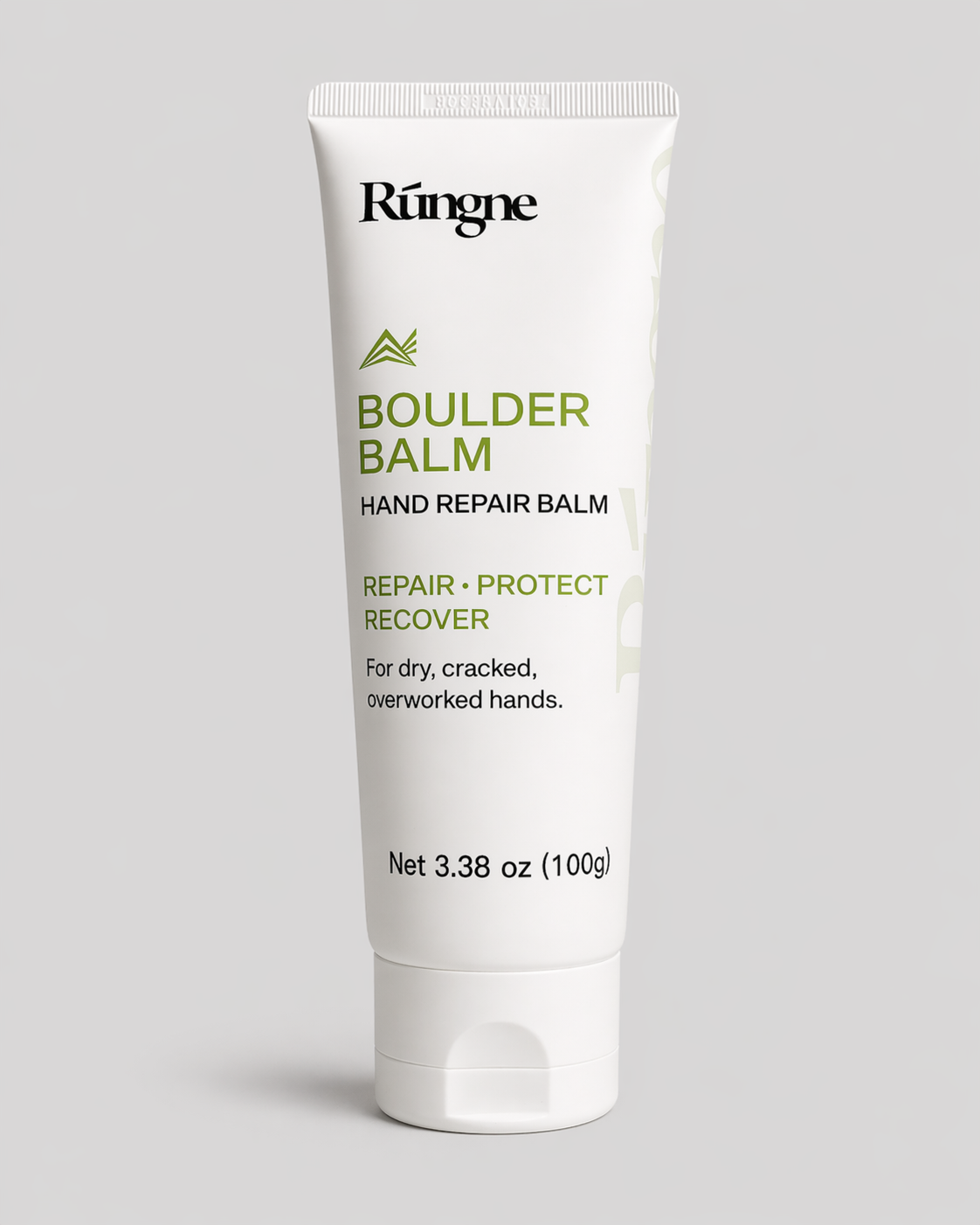 Rungne Boulder Balm hand repair balm tube on a gray background