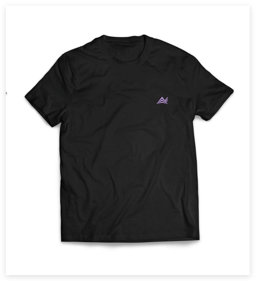 Violet Vortex Tee Black front print - Rúngne