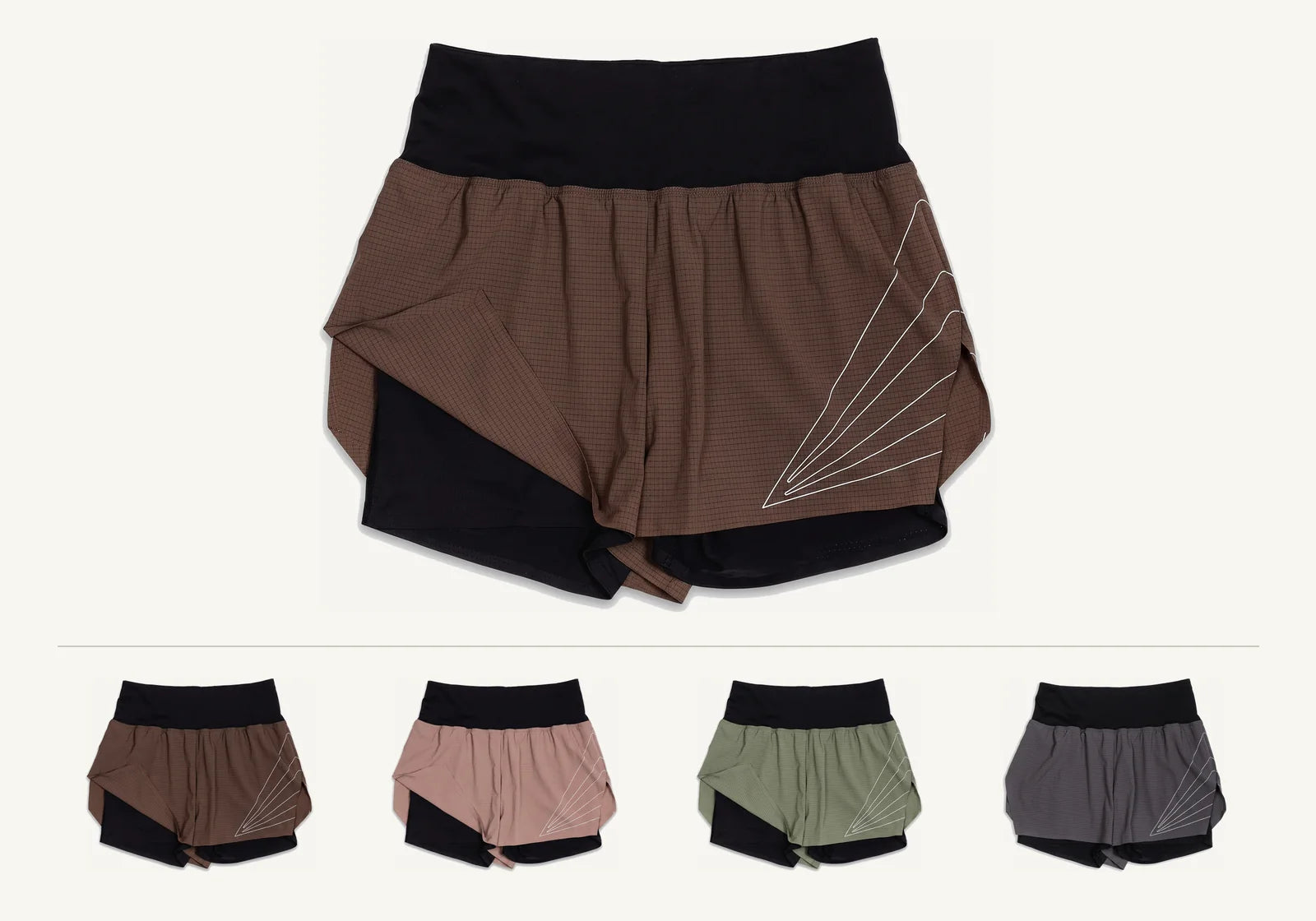 Flash Shorts Womens in Walnut Brown with an elasticated waist and no pockets.