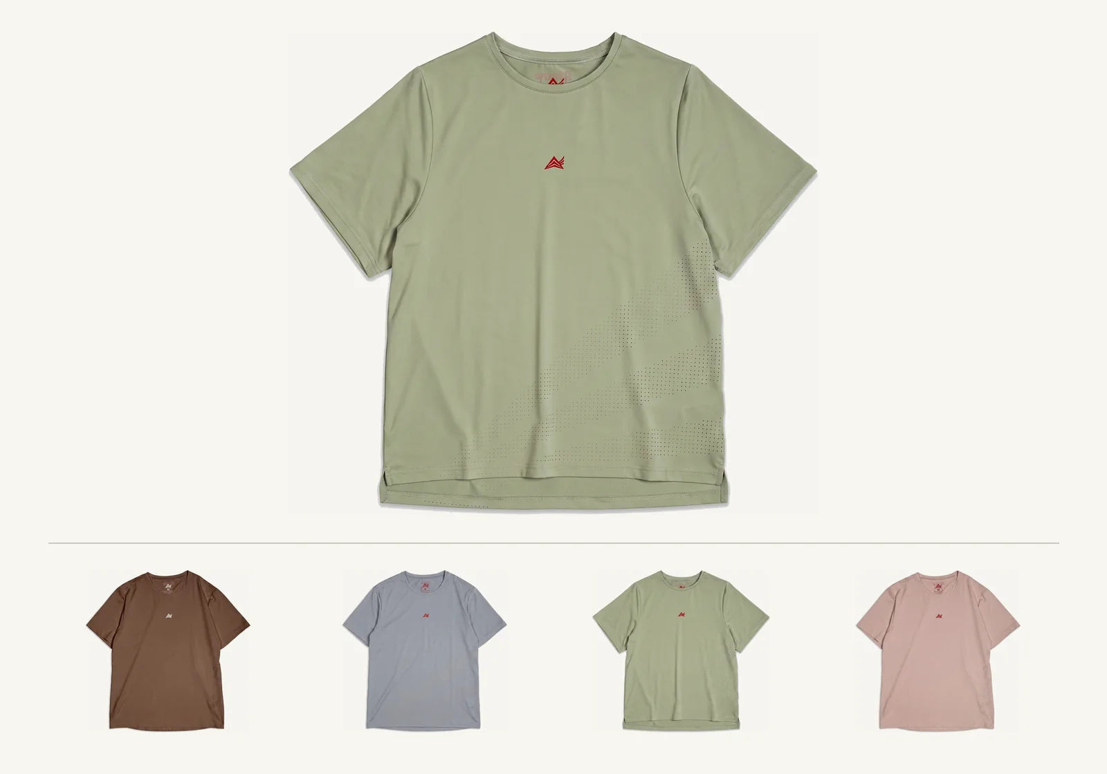 Flash Tee Womens in Sage Green, an ultralight technical knit with laser-cut ventilation holes.