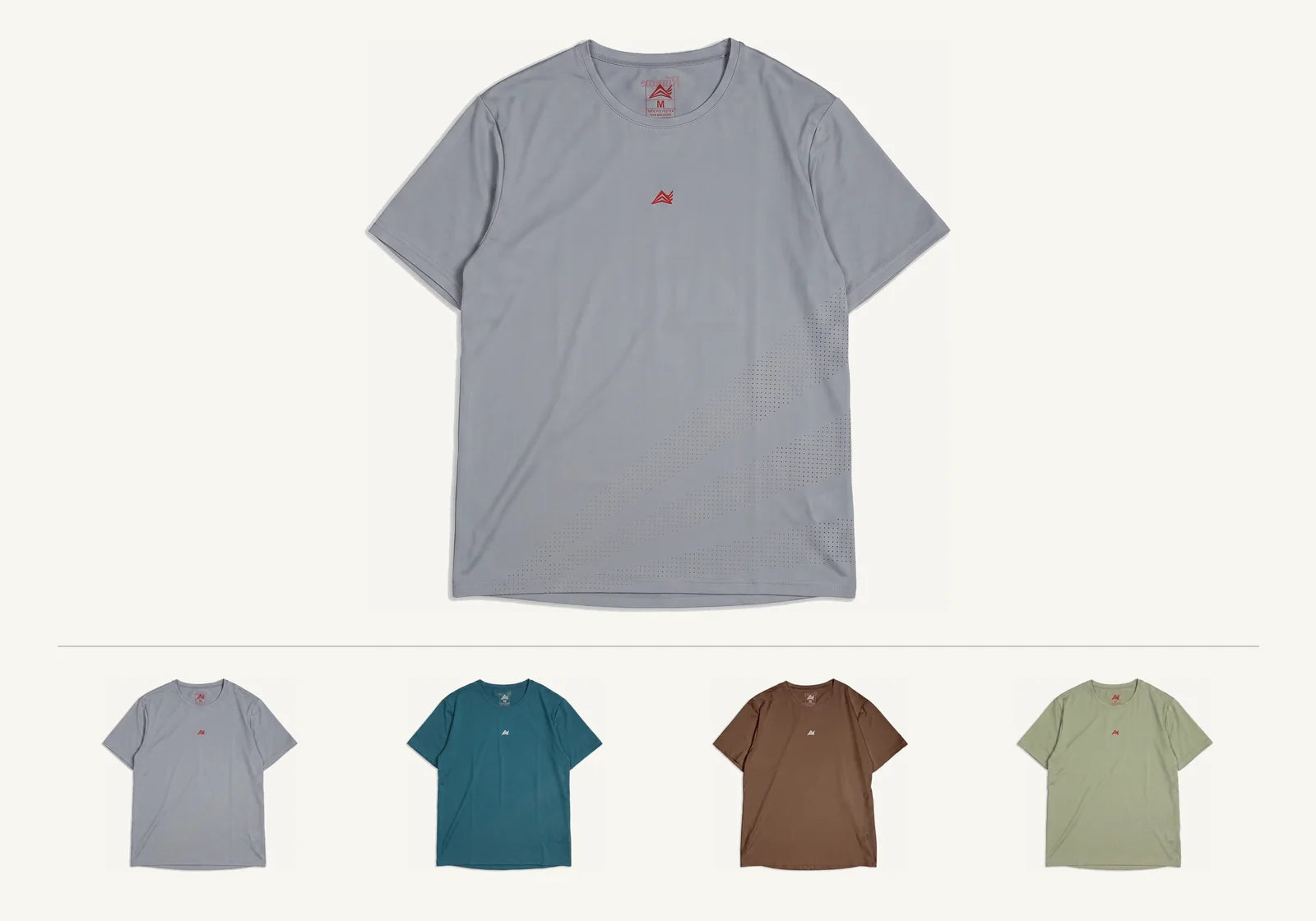 Flash Tee Mens in Storm Grey, an ultralight technical knit with laser-cut ventilation holes.