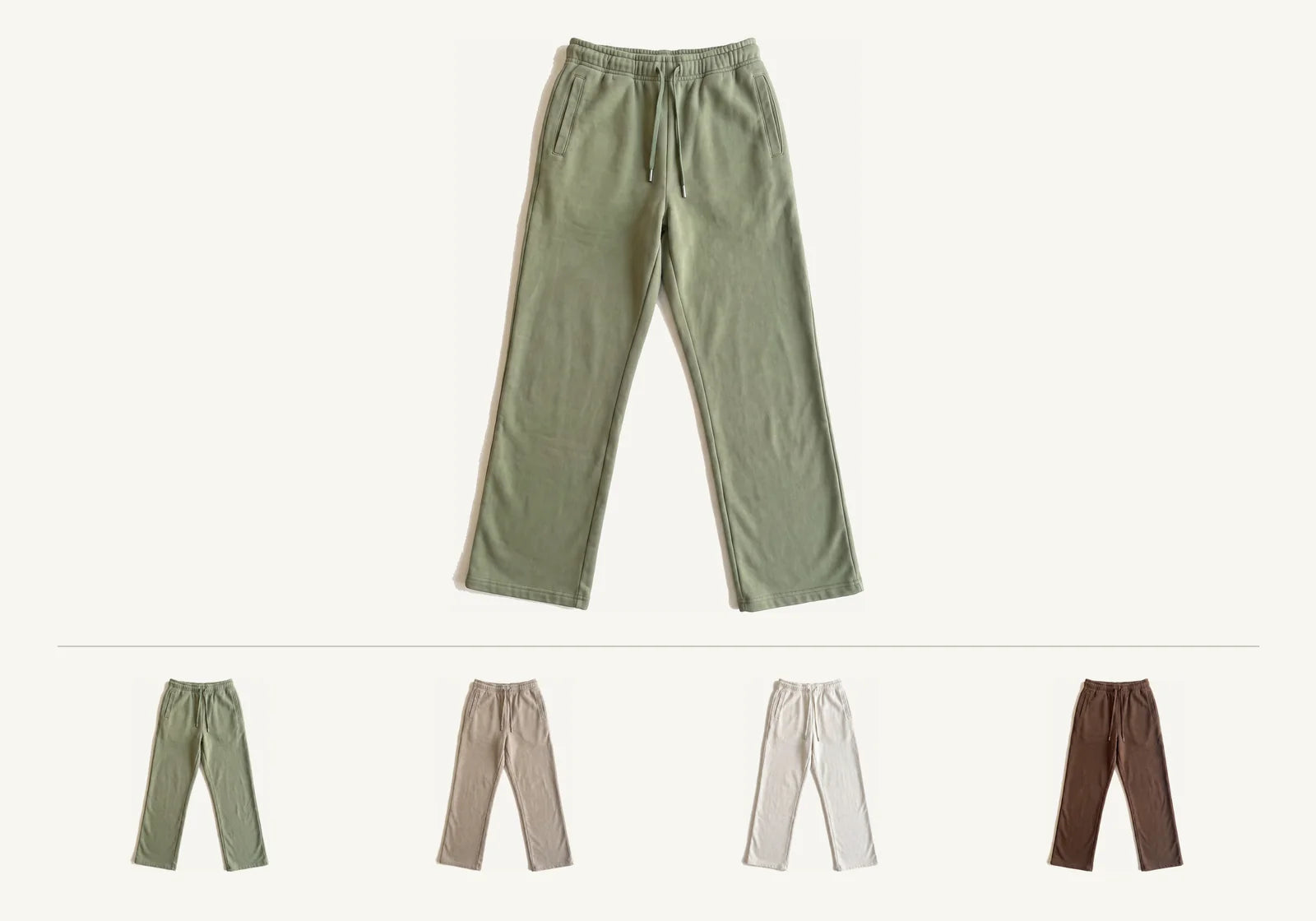 Project Sweatpants in Sage Green with a drawcord waist and ribbed cuffs.